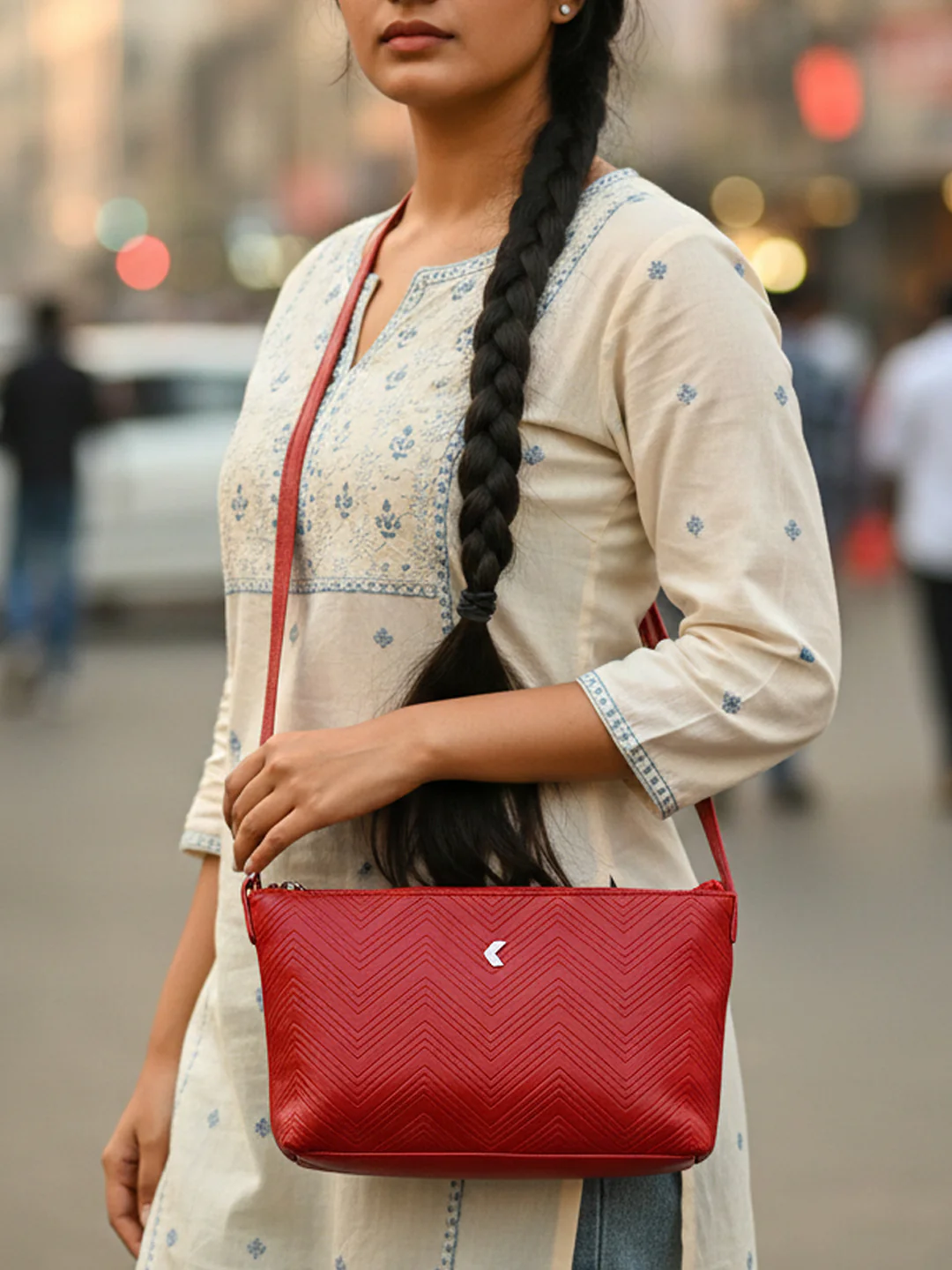 Khadim Crossbody Sling Bag with Adjustable Long Strap for Women