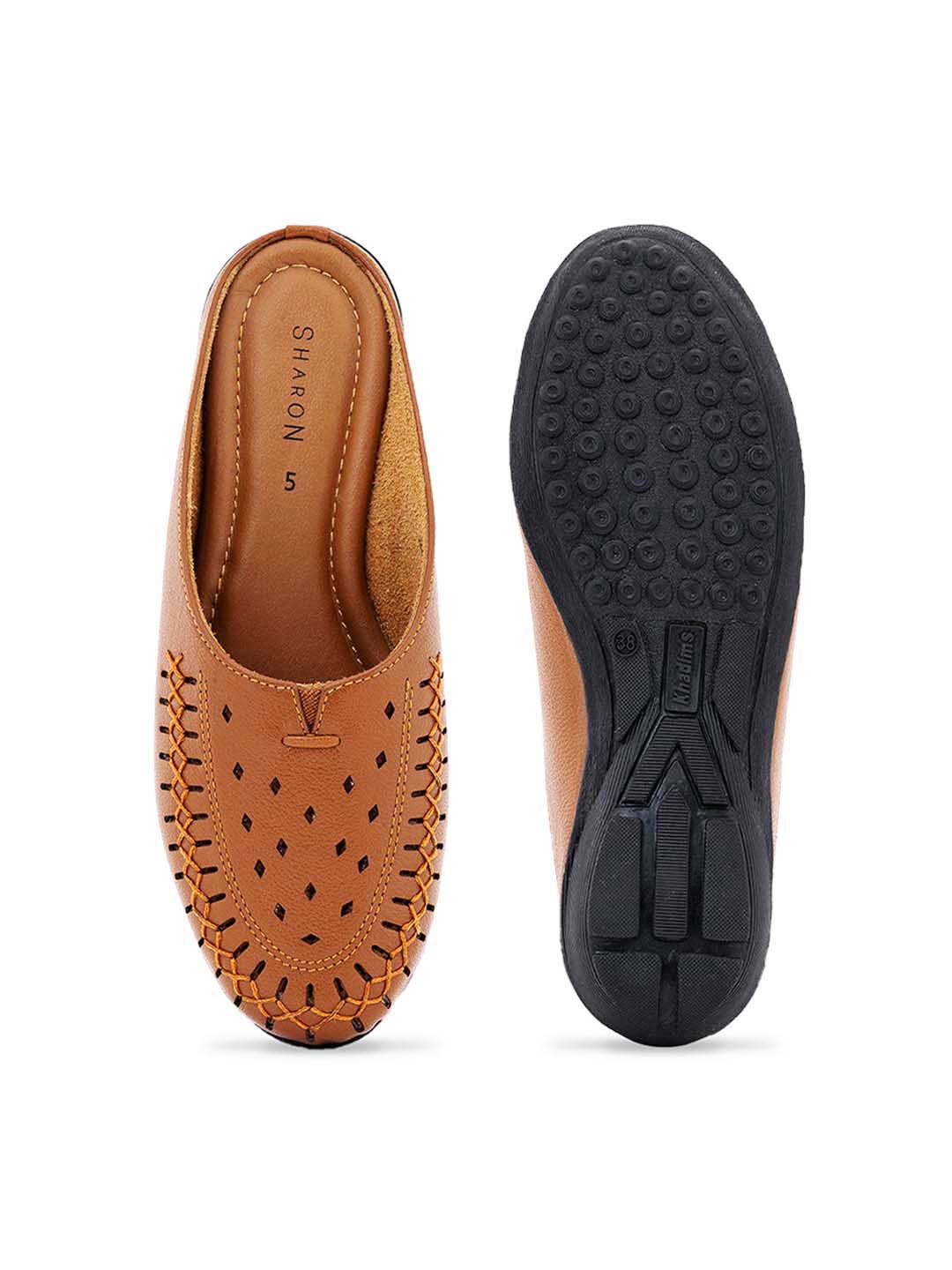 Khadim Sharon Leather Flat Mule Slip On Sandal for Women - Image 5