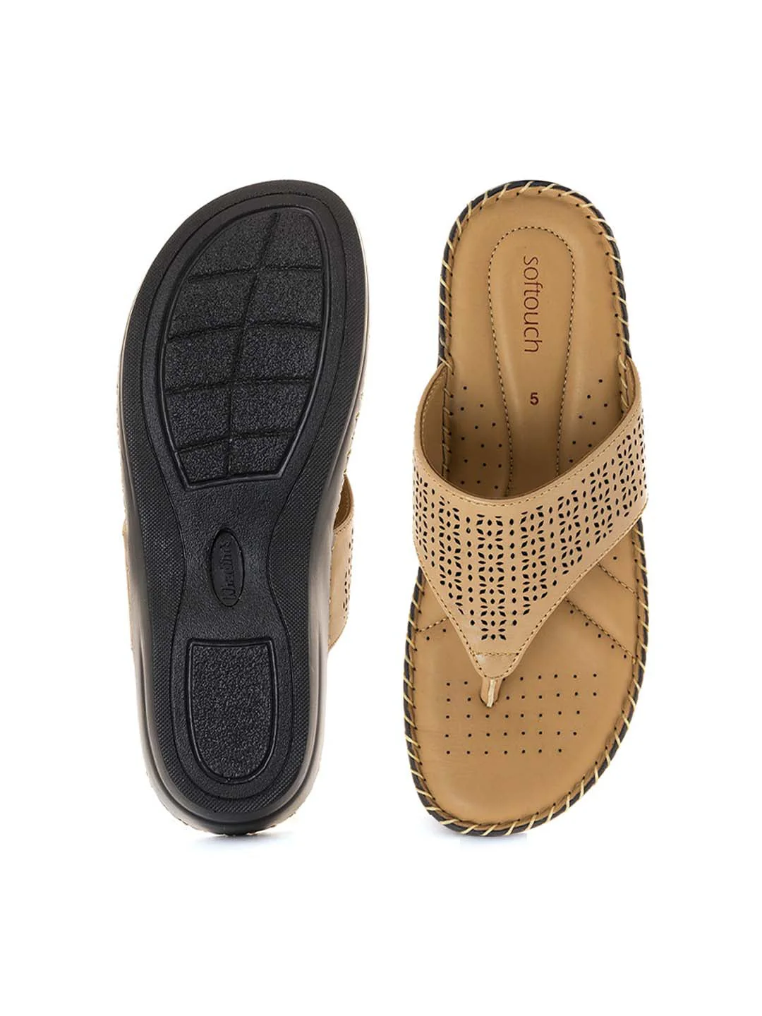Khadim Softouch Leather Wedge Heel Slip On Sandal for Women - Image 5