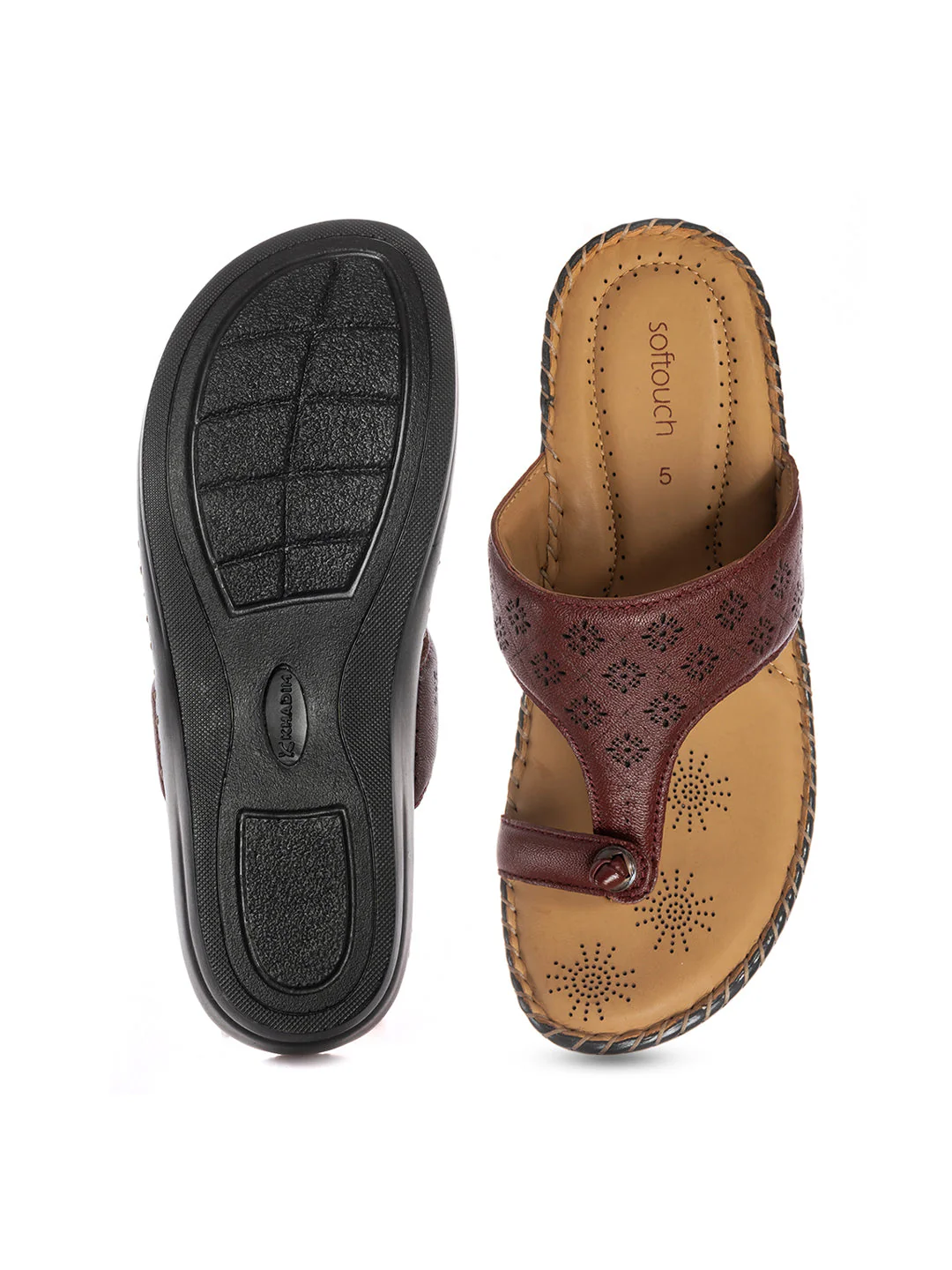KHADIM Softouch Leather Wedge Heel Slip On Sandal for Women - Image 6