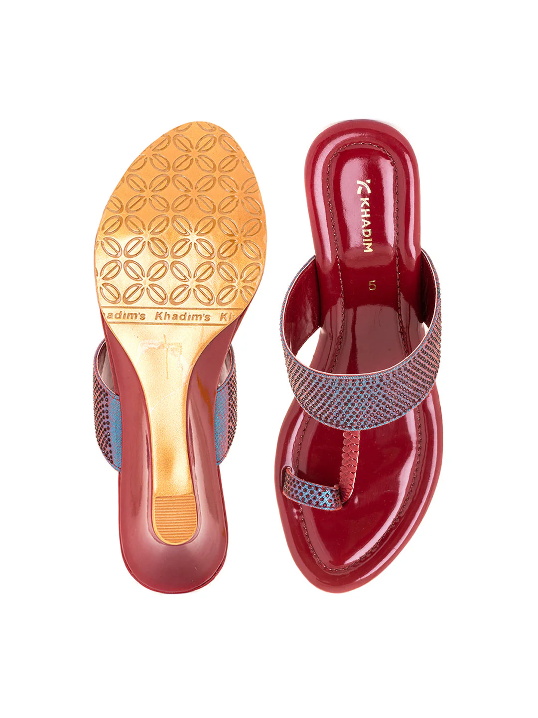 Khadim Wedge Heel Kolhapuri Slip On Sandal for Women - Image 11