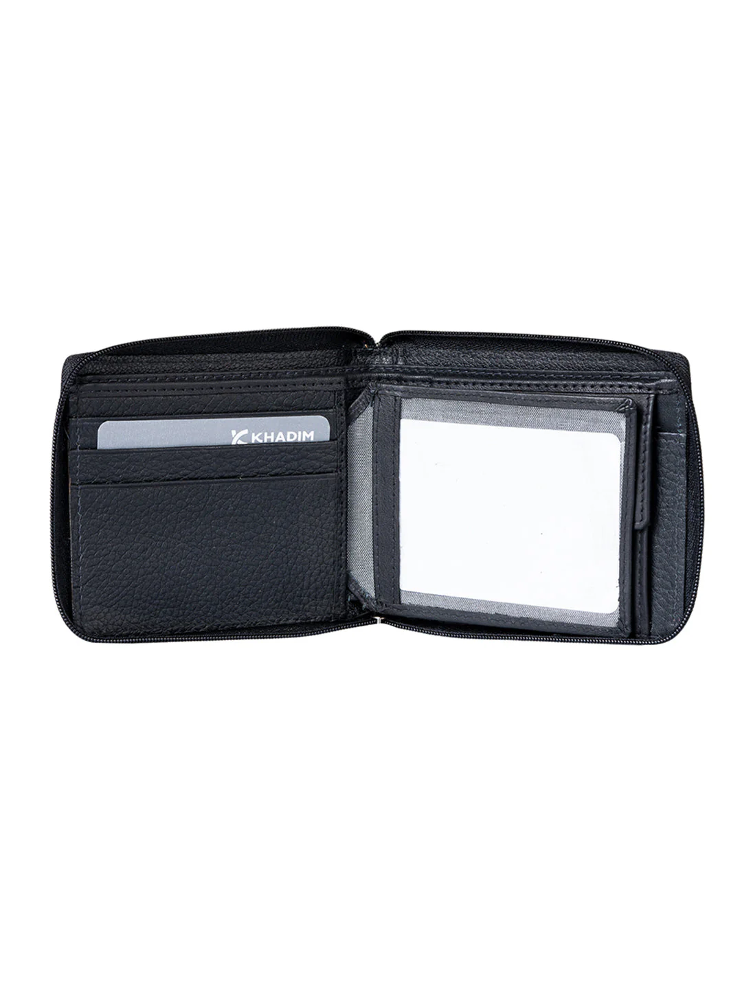 KHADIM Zip-Around Bi-Fold Leather Wallet for Men - Image 2